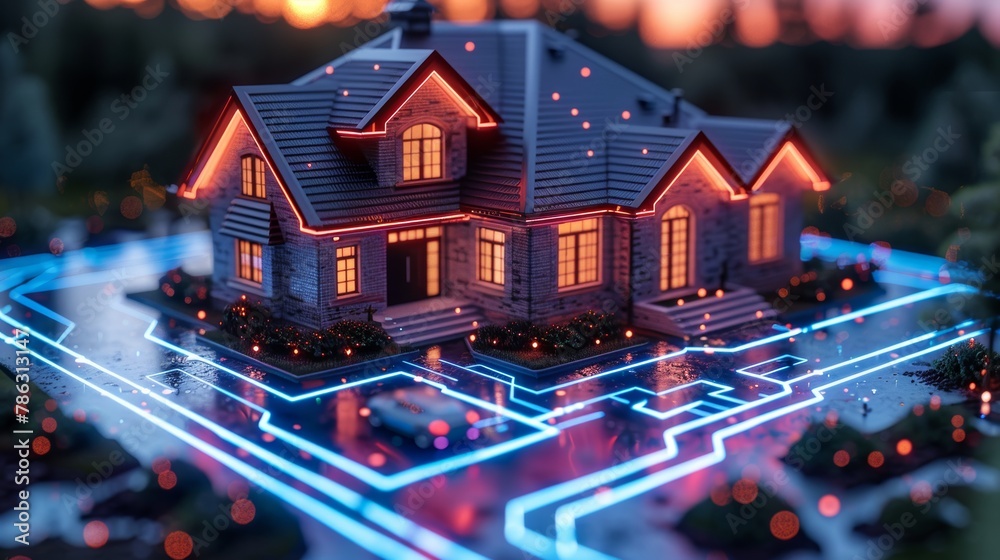 Aufkleber Setting up smart home, IOT phone applications. Programming scenarios for smart home system operation. Smart home system development. Engineering, coding on laptop for IOT devices in a smart home