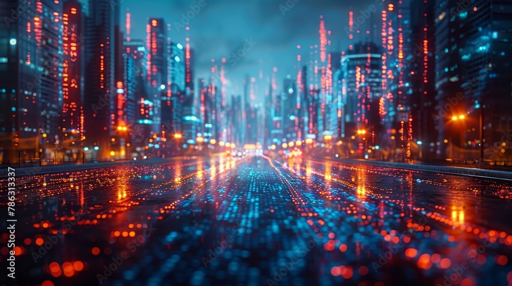 Aufkleber Robot AI trader running on stock market chart of growth. Woman robot trader assistant on forex market. Automated trading system. AI technology of analyzing investment fund data.