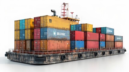 Fototapeta premium A large ship is filled with containers, including some that say BNK