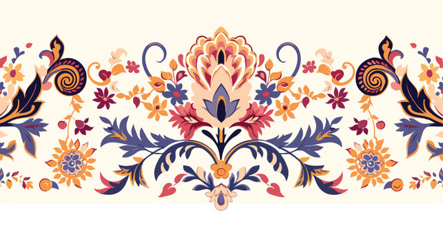 Mughal Art Colorful damask floral paisley baroque patt