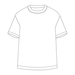 BOYS RN HS DROP SHOULDER T-SHIRT - Technical Flat Sketches, Front & Back, Silhouette, Mockup, Outline, Drawing Template,