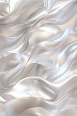 Obraz premium close-up smooth, cream-colored silk fabric with a fluid, wavelike texture, evoking luxury elegance.