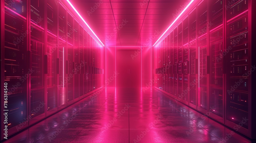 Poster Data center 3D render illustration...