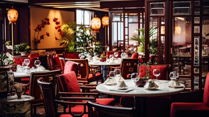 中華料理店・中国レストランの室内の風景