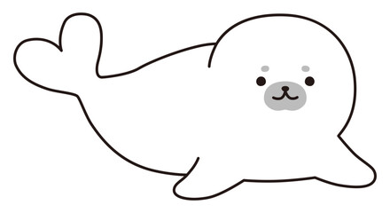 アザラシの赤ちゃんのベクターイラスト。アイコン、海、南極、動物