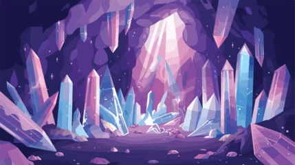 Rolgordijnen Mystical crystal cave filled with shimmering gemstones © Caso