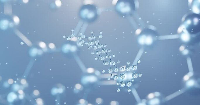 Salmeterol, rotating 3D model of qitai, seamless looped video, molecular structure with selective focus