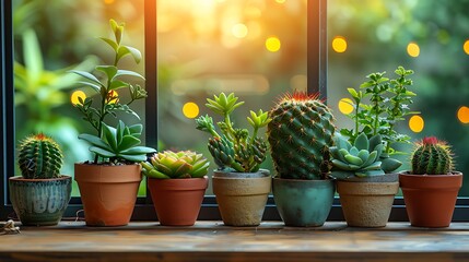 Room with cactus and flowers on wooden background, homey atmosphere. - Powered by Adobe