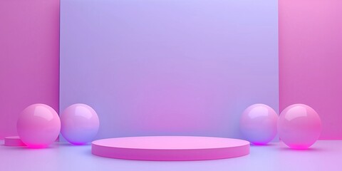 A pink and purple background with a pink and purple stage with a pink