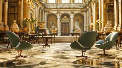 Luxurious Palace Interior Featuring Baroque Art and Architecture, Highlighting European Historical Elegance