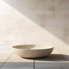 design a decorative low bowl, in travertine сreated with Generative Ai