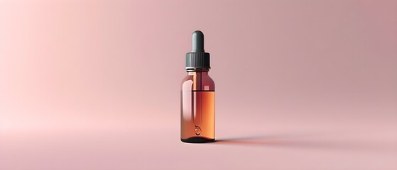 Minimalist Essential Oil Bottle on Soft Pink Background. Concept Product Photography, Minimalist Design, Soft Pink Aesthetic