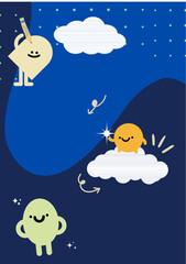 moon and cloud, moon and stars, moon and clouds