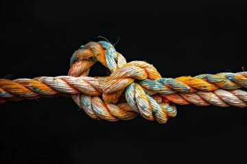 Reef knot, isolated on black