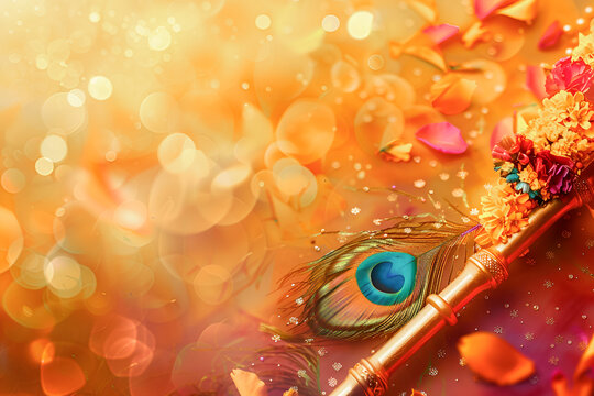 Lord Krishna Birthday background - Powered by Adobe