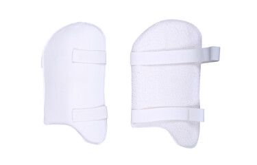 cricket thigh pad front back angle isolated on white background.