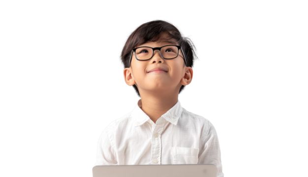 Young Asian Boy Browsing on Tablet