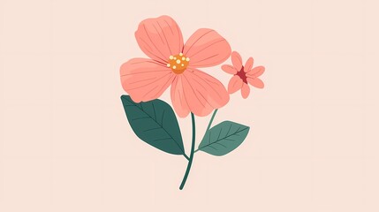 Simple flowers and leaves illustration poster background
