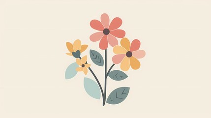Simple flowers and leaves illustration poster background