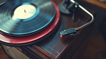 Retro Vinyl Records Collection on Vintage Player