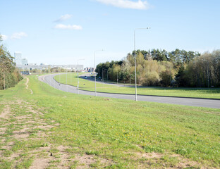 Obraz premium road, horizontal, transportation, asphalt, nature, outdoor, journey, no people, traffic, empty, grass, sky, background, empty road, tranquility, sunlight, day, summer, travel,
