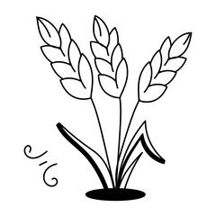 A doodle style icon of wheat sheaf 