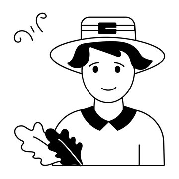 A hand drawn icon of pilgrim costume 