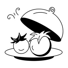 A customizable doodle icon of food serving 