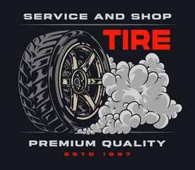 Automotive tire colorful vintage sticker