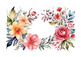 watercolor flower decorative border background vector