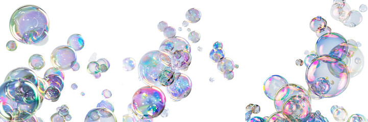Colorful bubbles on transparent background 
