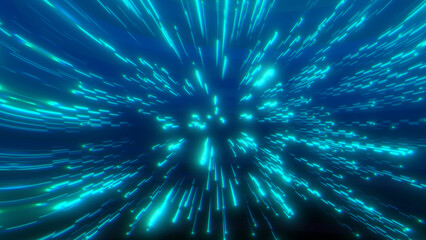 abstract blue digital flowing warp light speed background