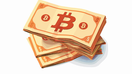 Pack of bitcoin money or vouchers. Business icon. Pape