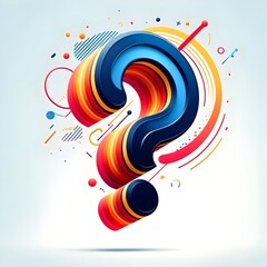 A creative and visually appealing illustration of a large, stylized question mark, symbolizing curiosity and inquiry. The question mark should be the...