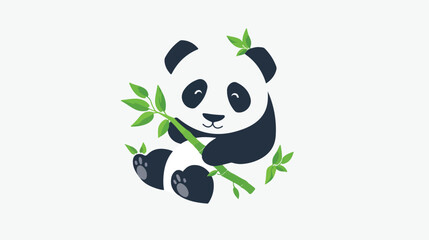 Panda Cuddling Bamboo Shoot Vector Logo Design Cute Be