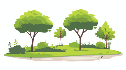 Park Tree Landscape flat vector isolated on white background