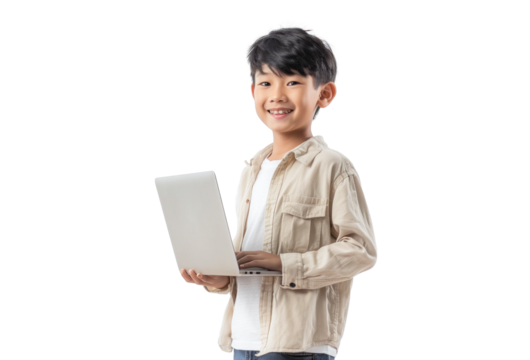 Young Boy with Laptop Smiling