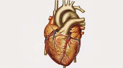 An illustration of a human heart with detailed anatomy.