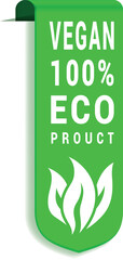 Vegan eco product green vertical label design template vector illustration