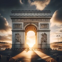 Fototapeta na wymiar Beautiful view of arc de triomphe in paris