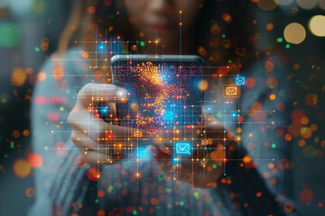 A woman is holding a cell phone