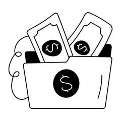 Grab a line icon depicting finance folder 