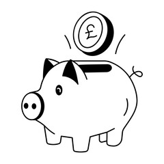 Trendy line icon of piggy bank 