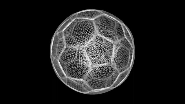 3D football (soccer) sphere wireframe on black