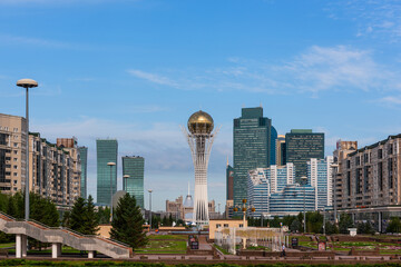 View of the central boulevard of the capital of Kazakhstan, Astana - obrazy, fototapety, plakaty