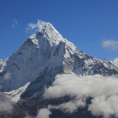 Snow capped peak of Mount Ama Dablam, Nepal.