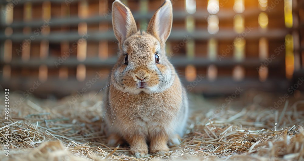 Sticker rabbit in a hutch