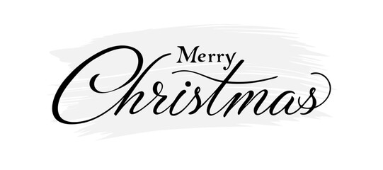 Vector illustration. Hand drawn elegant modern brush lettering of Merry Christmas isolated on white background