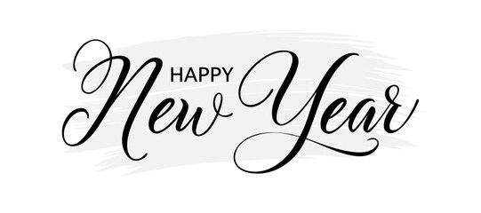 Happy New Year - calligraphic inscription with congratulations on a white background.Vector illustration - obrazy, fototapety, plakaty