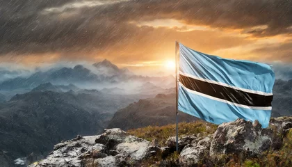 Foto op Canvas The Flag of Botswana On The Mountain. © Daniel